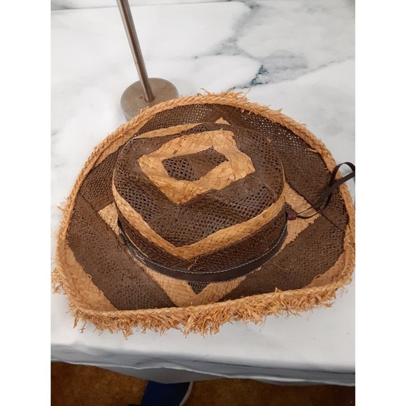 MAVERICK Distressed Straw Western Cowboy Hat One Size 7"X 8" inside measurements - Picture 11 of 11